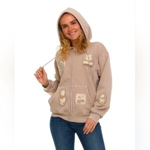 Disney Beige Winnie the Pooh Zip-Up Hoodie